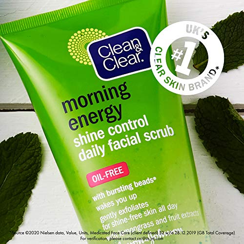 Exfoliante facial Clean & Clear Morning Energy para control de piel grasosa, 150 ml