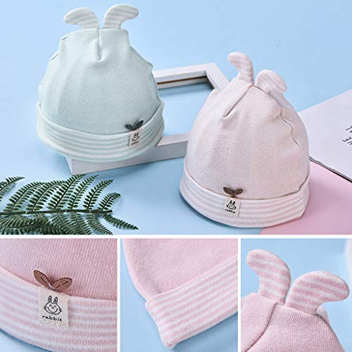 Exing Antiguedad Infantiles Orejas de Conejo bebé bebé Caliente Linda con Claves del Capo Hospital de algodón Ripes Impresos Acanalado Hem Casquillo del Invierno Sombreros del bebé 0-6 0-6 Mons