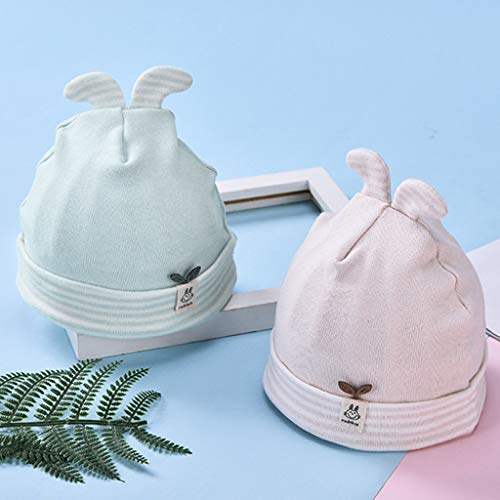 Exing Antiguedad Infantiles Orejas de Conejo bebé bebé Caliente Linda con Claves del Capo Hospital de algodón Ripes Impresos Acanalado Hem Casquillo del Invierno Sombreros del bebé 0-6 0-6 Mons