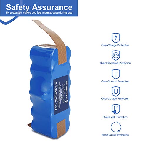 Exmate 4.8Ah Xlife Batería para Roomba, 14.4V 4800mAh Vida Extendida de 1200 Ciclos Compatible con Roomba Series 500 600 700 800