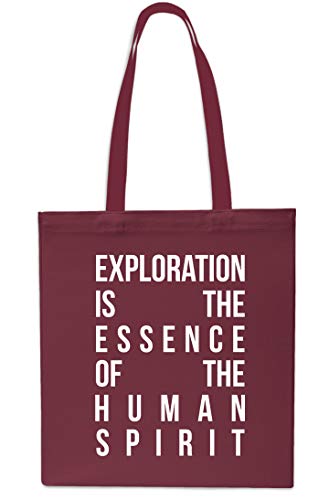 Exploration is The Essence of The Human Spirit - Bolsa de compras, gimnasio, playa, 42 x 38 cm, 10 litros Rojo granate