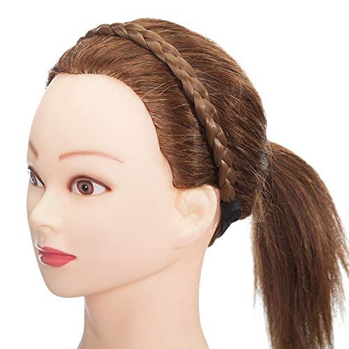 Extensión Natural del cabello Diadema trenzada Trenza para el cabello Cabello Trenzado grueso Accesorio para el pelo Traje para mujeres Niñas 0.6” - Marrón claro