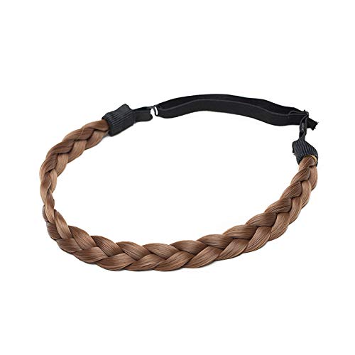 Extensión Natural del cabello Diadema trenzada Trenza para el cabello Cabello Trenzado grueso Accesorio para el pelo Traje para mujeres Niñas 0.6” - Marrón claro