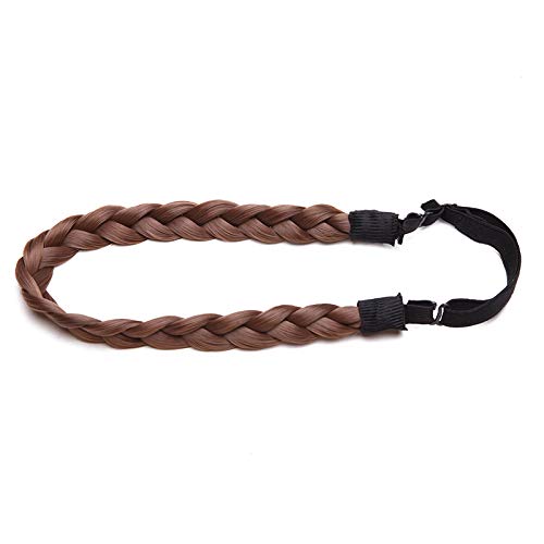 Extensión Natural del cabello Diadema trenzada Trenza para el cabello Cabello Trenzado grueso Accesorio para el pelo Traje para mujeres Niñas 0.6” - Marrón claro