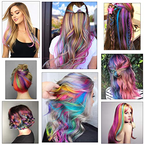 Extensiones de Cabello Colorido, 30 Piezas Extensiones de Pelo Natural 15 colors Hair Extensions con Clip para Fiestas Party