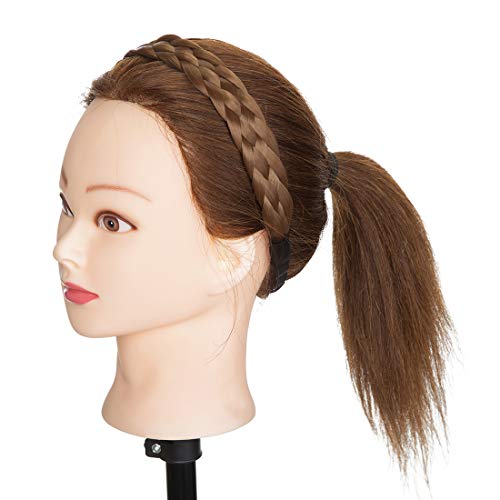 Extensiones de cabello Hairband trenzado de cabello Diadema Clásico grueso grueso Trenzas anchas Trenzado elástico Elástico Mujeres Chica Accesorio de belleza 30g Marrón claro