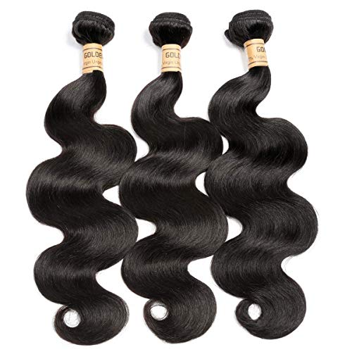 Extensiones de cabello humano virgen malasio ondulado, 3 paquetes de extensiones de cabello humano sin procesar, doble trama sedoso, pelo humano ondulado, color negro natural (25cm+30cm+35cm, 300g)