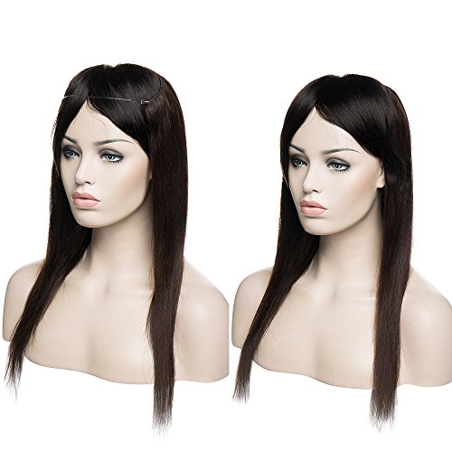Extensiones de Cabello Natural con Hilo Invisible No Clip 100% Remy Pelo Natural Humano Una Pieza Liso Ajuatable Hair Extensions 16"[40cm,60g,#2 Castaño Oscuro]