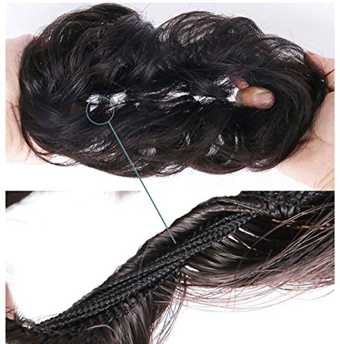 Extensiones de moño desordenado Piezas de cabello ondulado rizado para mujeres Extensiones de cabello de cola de caballo Updo Donut de pelo Accesorios para el cabello - Marrón claro a rubio ceniza