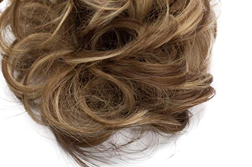 Extensiones de moño desordenado Piezas de cabello ondulado rizado para mujeres Extensiones de cabello de cola de caballo Updo Donut de pelo Accesorios para el cabello - Marrón claro a rubio ceniza