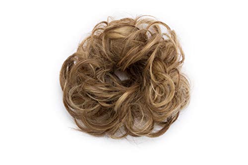 Extensiones de moño desordenado Piezas de cabello ondulado rizado para mujeres Extensiones de cabello de cola de caballo Updo Donut de pelo Accesorios para el cabello - Marrón claro a rubio ceniza