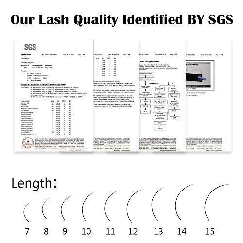 Extensiones de pestañas NAGARAKU, 16 filas clásicas de todos los tamaños, imitaciones de visón individual, extensiones de pestañas cilias para profesionales(0.05 C 13mm)