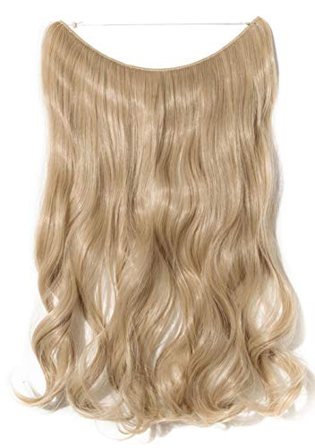 Extensiones Hilo Invisible 20"/50CM [ Adjustable & Invisible ] Extensiones Hilo Invisible [ Ash Rubio/Blanqueador Rubio ] Onda