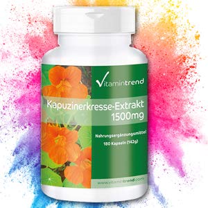 Extracto de Capuchina 1500mg – Nasturtium –180 cápsulas veganas – 10x concentrado – para vejiga y pulmones