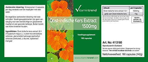 Extracto de Capuchina 1500mg – Nasturtium –180 cápsulas veganas – 10x concentrado – para vejiga y pulmones