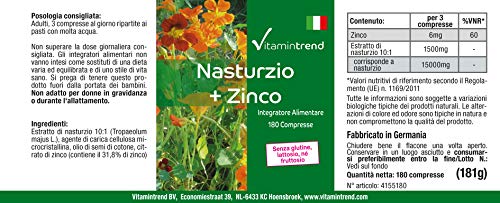 Extracto de Capuchina 500mg con Zinc – Nasturtium – 180 comprimidos – Vegano – Altamente dosificado