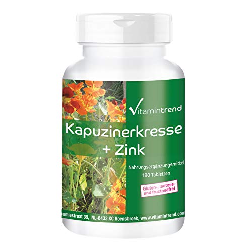 Extracto de Capuchina 500mg con Zinc – Nasturtium – 180 comprimidos – Vegano – Altamente dosificado
