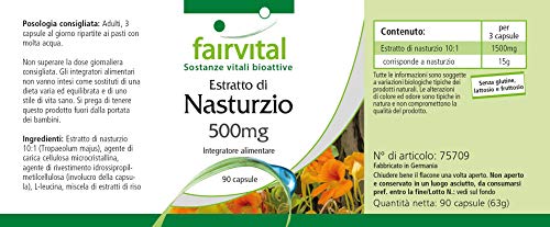 Extracto de Capuchina 500mg - Nasturtium (Tropaeolum majus) - VEGANO - Dosis elevada - 90 Cápsulas - Calidad Alemana