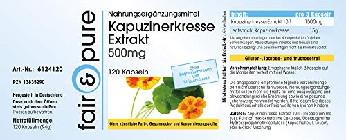 Extracto de Capuchina 500mg - Nasturtium - Vegano - Alta pureza - 120 Cápsulas