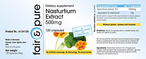 Extracto de Capuchina 500mg - Nasturtium - Vegano - Alta pureza - 120 Cápsulas