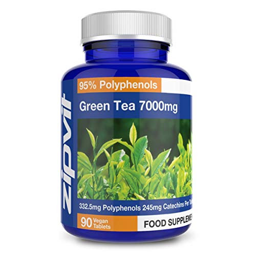 Extracto de Té Verde 7000 mg 90 Tabletas. Máxima Concentración. Para Hombres y Mujeres. Vegano