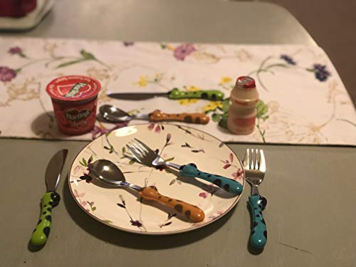 Exzact Cubertería Infantil 6 Pieza para niños de Acero Inoxidable - 2 x Cena Cuchillo, 2 x Cena Tenedor, 2 x Cena cuchar (Jirafa x 6)