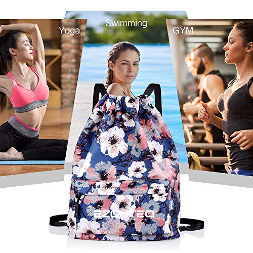EZONTEQ Bolsa lona Bolsa casuale para PC Viaje Libros Acampada Estudiantes Escula Bolsa de cuerda Bolsas de gimnasia Mochila cuerda para Chico Chica Hombre Mujer - Flores, Pintura al óleo
