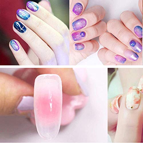 F-blue El Doble Dirige Esponja Cepillo de uñas reemplazable Recogiendo Que puntea la Pluma Degradado Brillante manejo de Herramientas de Belleza