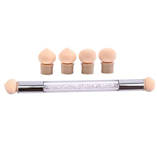 F-blue El Doble Dirige Esponja Cepillo de uñas reemplazable Recogiendo Que puntea la Pluma Degradado Brillante manejo de Herramientas de Belleza