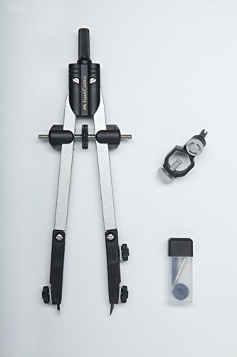 Faber-Castell 32722-8 - Compás de ajuste rápido, con tornillo central, articulaciones en ambos brazos y accesorios de recambio
