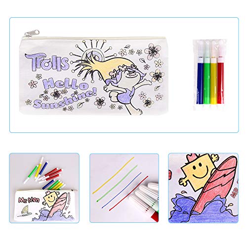 Faburo 16 Piezas Kit de Estuches para Colorear y Rotuladores de Colores, Incluye 16 Caja de Lápiz para Colorear y Mini Rotuladores de Tiza para Niños, Colegios, Regalos y Bolsas de Cumpleaños
