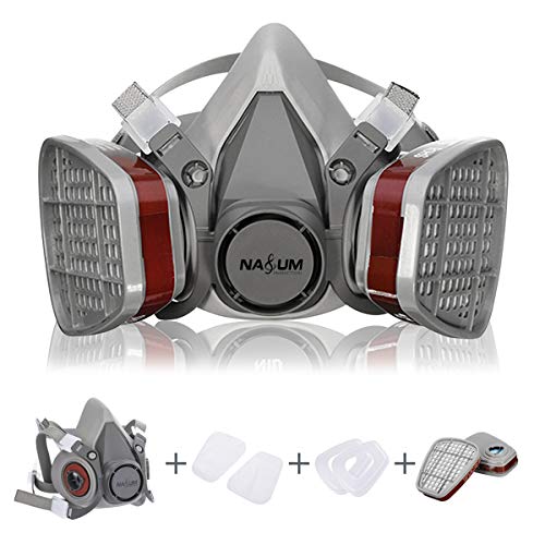 Facial Cubierta, NASUM Semimáscara Facial Cubierta para Pintura en Aerosol, Polvo, Lijado a Máquina, Formaldehído, Protección con Filtros