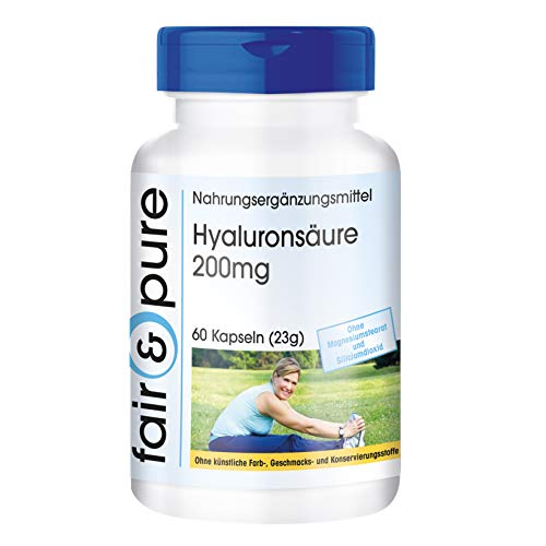 Fair & pure 6089060 - 60 Cápsulas de 200 mg de Ácido hialurónico (vegano, libre de estearato de magnesio, dióxido de silicio, aditivos y conservantes)