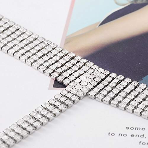 Fairvir Cadena corporal Bling Rhinestone Nightclub vientre botón cadenas joyería sexy cuerpo accesorios para mujeres y niñas (plata)