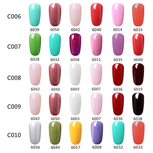 Fairyglo 3en 1 Esmaltes Semipermanentes en Gel UV LED, 6pcs Kit de Un paso Esmaltes de Uñas 10ml 012