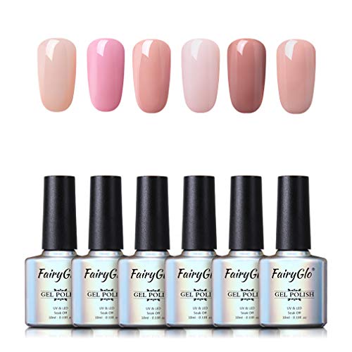 Fairyglo 3en 1 Esmaltes Semipermanentes en Gel UV LED, 6pcs Kit de Un paso Esmaltes de Uñas 10ml 012
