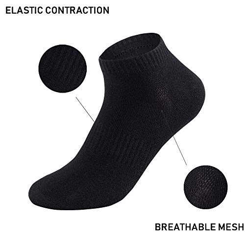 FALARY Calcetines Hombre Mujer Deportivos 10 Pares Cortos Calcetin Tobilleros Algodon Gris&Negro 43-46