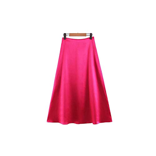 Falda de media pantorrilla para mujer, elegante, lisa, lisa, elegante, básica, de verano, media pantorrilla.