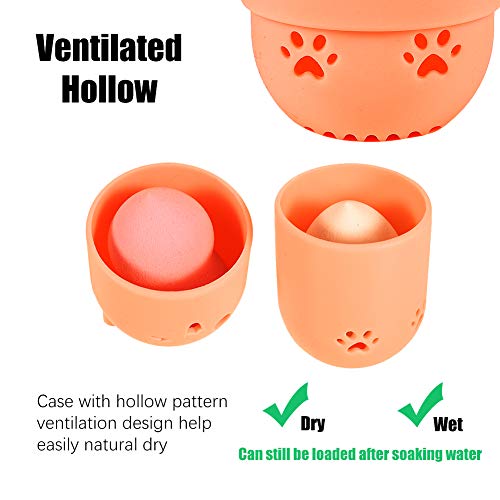 falllea 4 Piezas de Contenedor de Esponja Maquillaje Organizador de Esponja de Maquillaje Funda de Cosméticos de Silicona Estuche de Viaje de Silicona con Forma de Gato