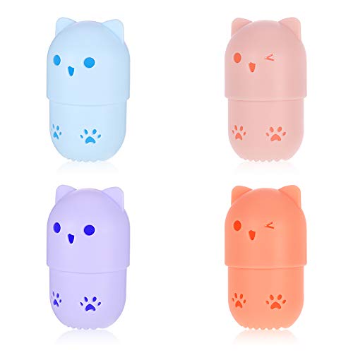 falllea 4 Piezas de Contenedor de Esponja Maquillaje Organizador de Esponja de Maquillaje Funda de Cosméticos de Silicona Estuche de Viaje de Silicona con Forma de Gato