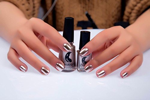FAMILIZO Espejo Esmalte de Uñas Cola de Plata Metal Color Acero Inoxidable Nail Polish (B)
