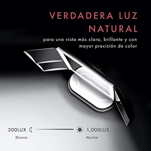Fancii Espejo Maquillaje con Luz y Aumento 5x y 7x, Espejo de Mesa Cosmético con 40 Luces LED Naturales Regulables, Pantalla Táctil, USB o Batería y Soporte Ajustable (Sora)