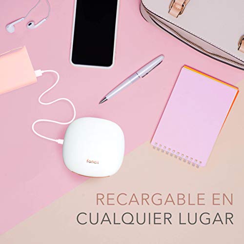 Fancii Espejo Maquillaje de Bolsillo Recargable con Luz LED Natural, Aumento 1x /10x - Espejo Portatil de Mano Iluminado para Bolso y Viaje, Blanca (Mila)