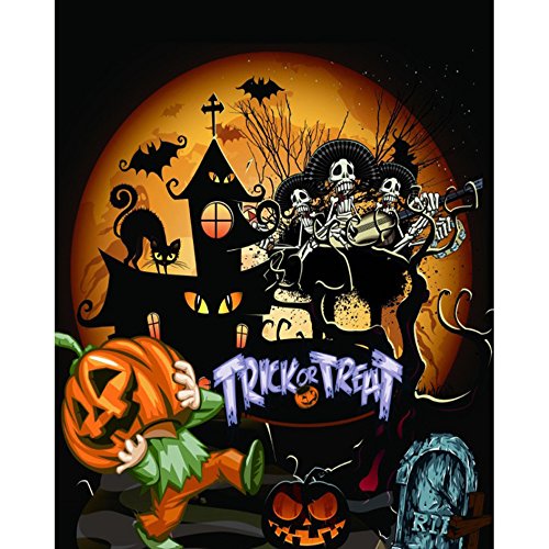 fancjj Puzzle 1000 Piezas-Esqueleto de la casa embrujada de Halloween Gran Obra de Arte del Juego de Rompecabezas para Adultos y adolescentes50x75cm(20x30 Pulgadas)