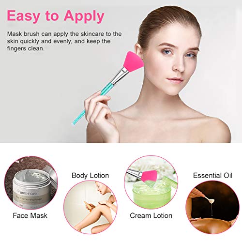 FancyWhoop Cepillo Mascarilla Facial Silicona 4 Piezas Brochas de Silicona Sin Pelo Cepillo Aplicador de Mascarilla para la Cara