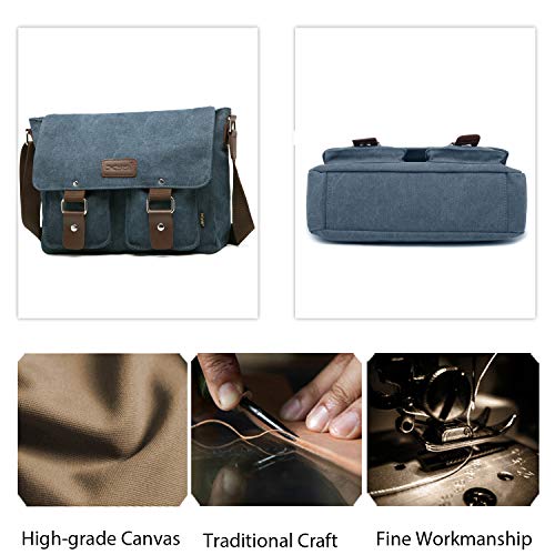 FANDARE Bolsos de Bandolera a Hombro de Lona Mensajero Bolso para Hombres/Mujeres Messenger Bolsa Bolsa de Viaje 7.9 Pulgadas Bolsa de iPad, para Trabajo,Viajar,Colegio,Shopper Azul