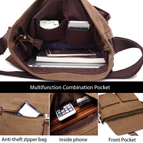 FANDARE Bolsos de Bandolera a Hombro de Lona Mensajero Bolso para Hombres/Mujeres Messenger Bolsa Bolsa de Viaje 7.9 Pulgadas Bolsa de iPad, para Trabajo,Viajar,Colegio,Shopper Azul