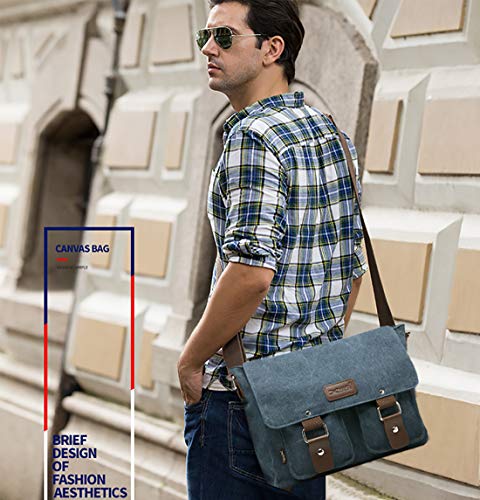 FANDARE Bolsos de Bandolera a Hombro de Lona Mensajero Bolso para Hombres/Mujeres Messenger Bolsa Bolsa de Viaje 7.9 Pulgadas Bolsa de iPad, para Trabajo,Viajar,Colegio,Shopper Azul