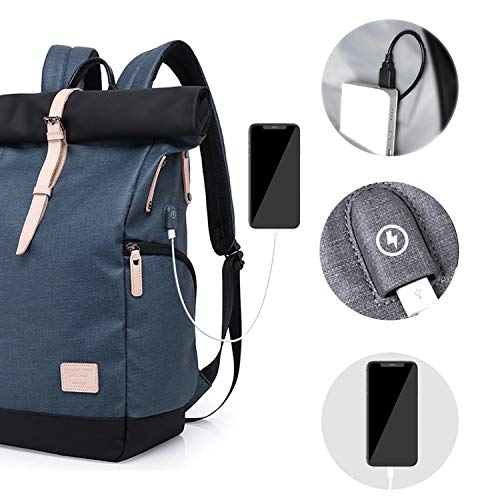 FANDARE Casual Mochila Antirrobo Negocio Viajar Colegio 15.6 Pulgadas Portátiles Hombre/Mujeres Bolso Gran Capacidad Impermeable Poliéster Azul
