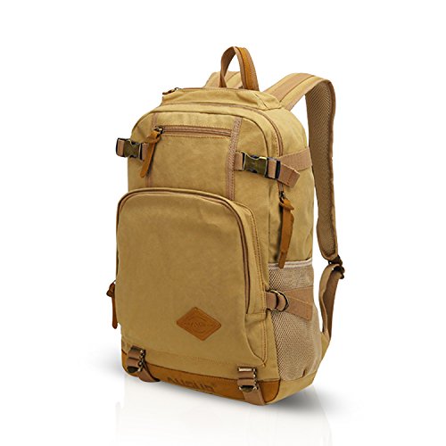 FANDARE Clásico Vintage al Aire Libre Viajes de Senderismo Mochila Escuela Colegialidad Daypacks portátil Bolsa de Lona Ligero Durable Plegable Plegable multifunción Mujeres y Hombres Caqui